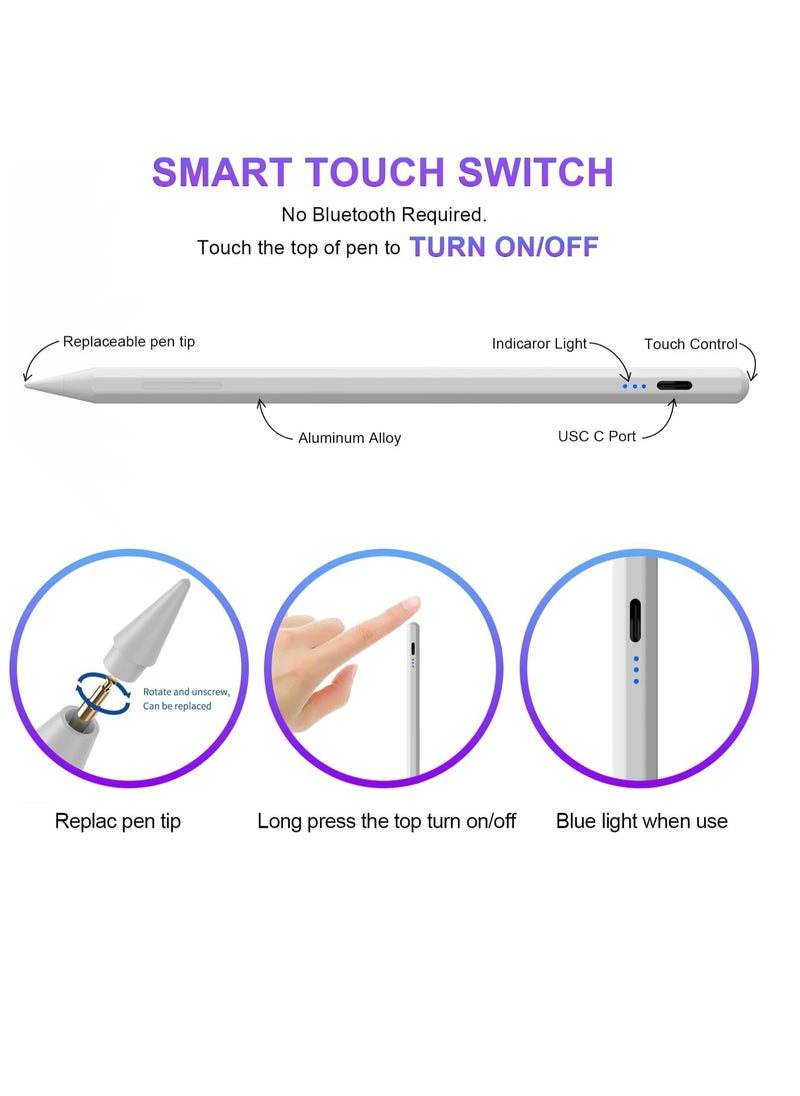 Generic - Stylus Pen for iPad 10th&9th Generation,Fast Charge for Apple iPad Pencil with Palm Rejection,Compatible with 2018-2024 iPad10/9/8/7/6 Gen,iPad Pro 13" M4/12.9"/11",iPad Air 3/4/5/M2,iPad Mini 5/6 - Image 1