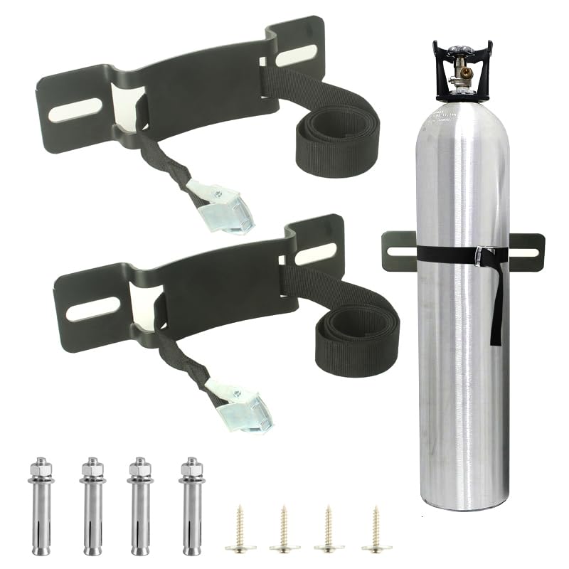 MROUDELUO Cylinder Wall Mounted Bracket，Gas Cylinder Holder Wall-Mounted Bracket Propane Tank Bracket with Screws and Safety Belt (Black 1) - Image 5
