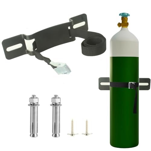 MROUDELUO Cylinder Wall Mounted Bracket，Gas Cylinder Holder Wall-Mounted Bracket Propane Tank Bracket with Screws and Safety Belt (Black 1) - Image 1