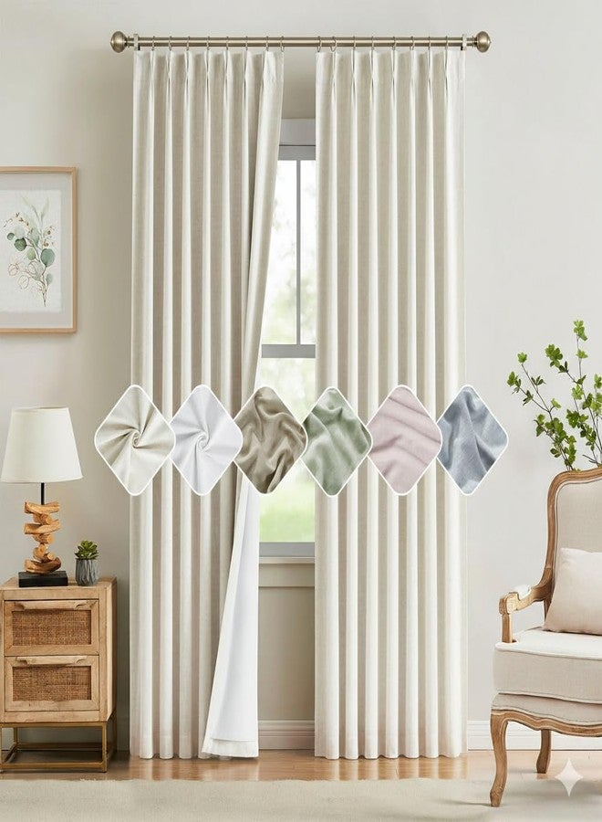 Kayne Studio Natural Pinch Pleated Full Blackout Curtains, Linen Blend Room Darkening Thermal Insulated Soundproof Drapes, 84 Inch Back Tab Window Curtains for Living Room Bedroom (2 Panels, 40"x84") - Image 1