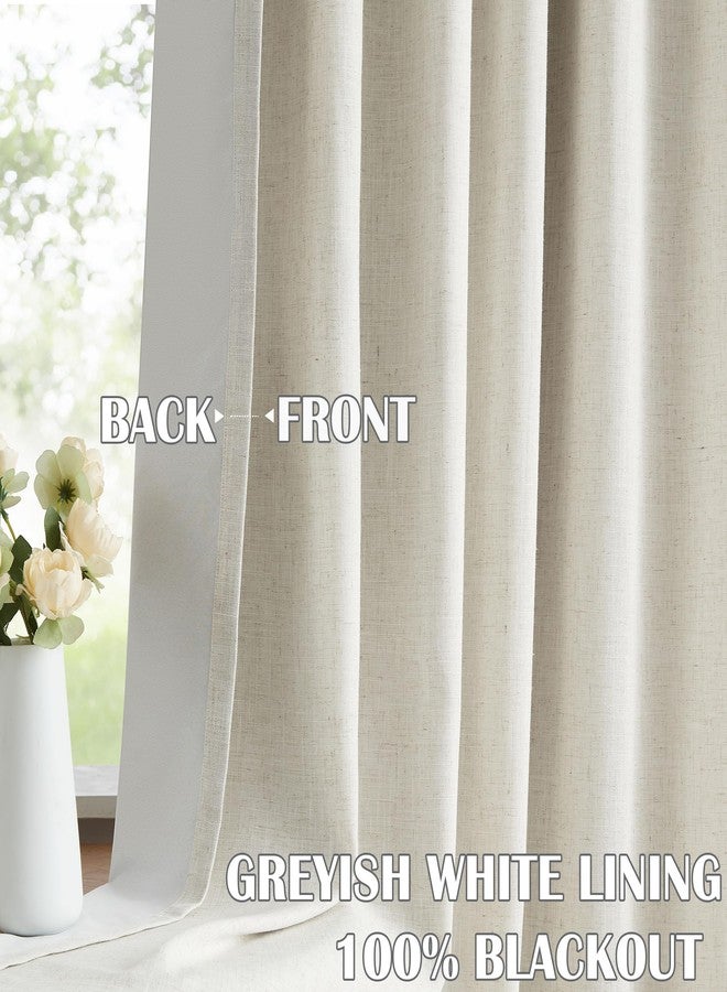 Kayne Studio Natural Pinch Pleated Full Blackout Curtains, Linen Blend Room Darkening Thermal Insulated Soundproof Drapes, 84 Inch Back Tab Window Curtains for Living Room Bedroom (2 Panels, 40"x84") - Image 2