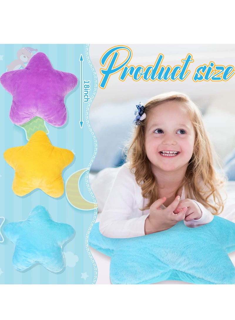 3 Pack Star Fluff Pillow,Throw Pillow   Cushion Pillow,Seating Cushion, Decorative Throw Pillow Star Pillow Aesthetic Fun Star Shaped Pillow for Bedroom Sofa Chairk,15.7in(Blue Violet Yellow)  - Image 2