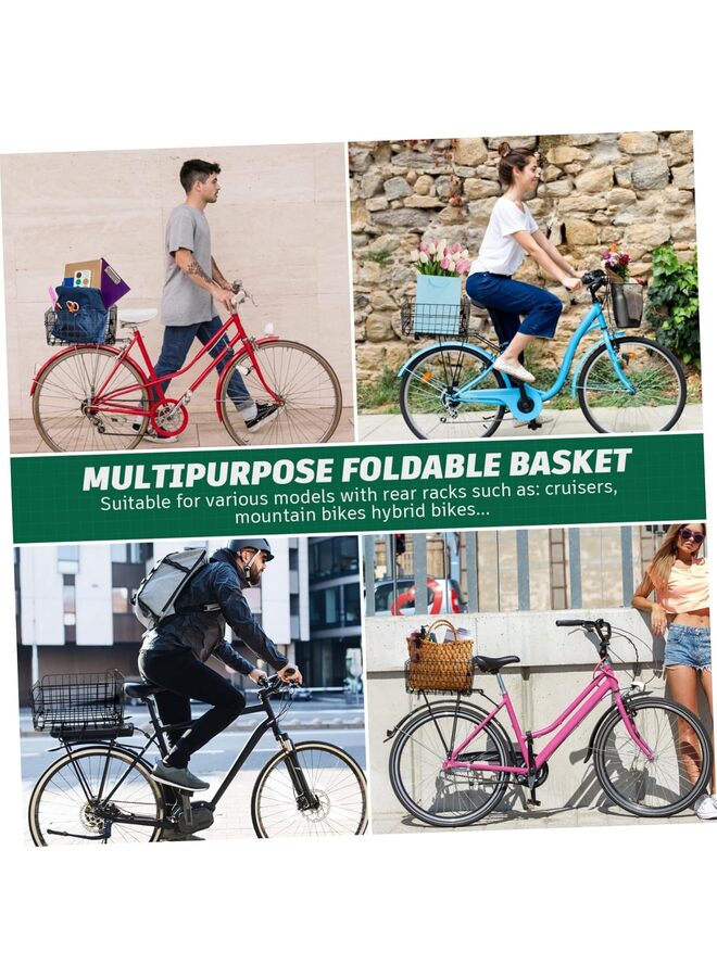 Folding Bike Basket, Front & Rear Hanging Cargo Storage Basket/Rack, Quick Release Mental Storage Rack for Bike Handlebar & Bike Rear Rack, Max - Image 5