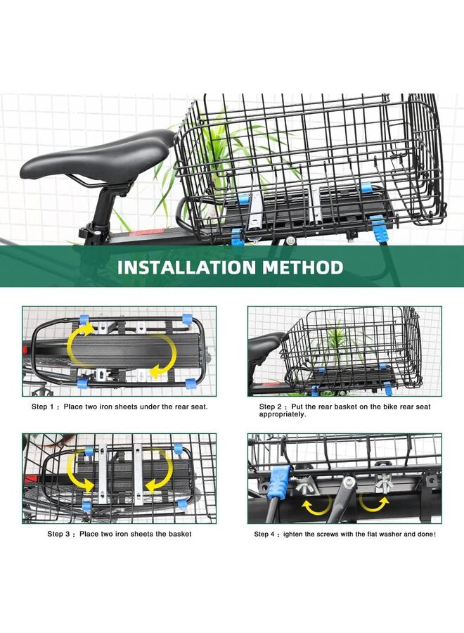 Folding Bike Basket, Front & Rear Hanging Cargo Storage Basket/Rack, Quick Release Mental Storage Rack for Bike Handlebar & Bike Rear Rack, Max - Image 4