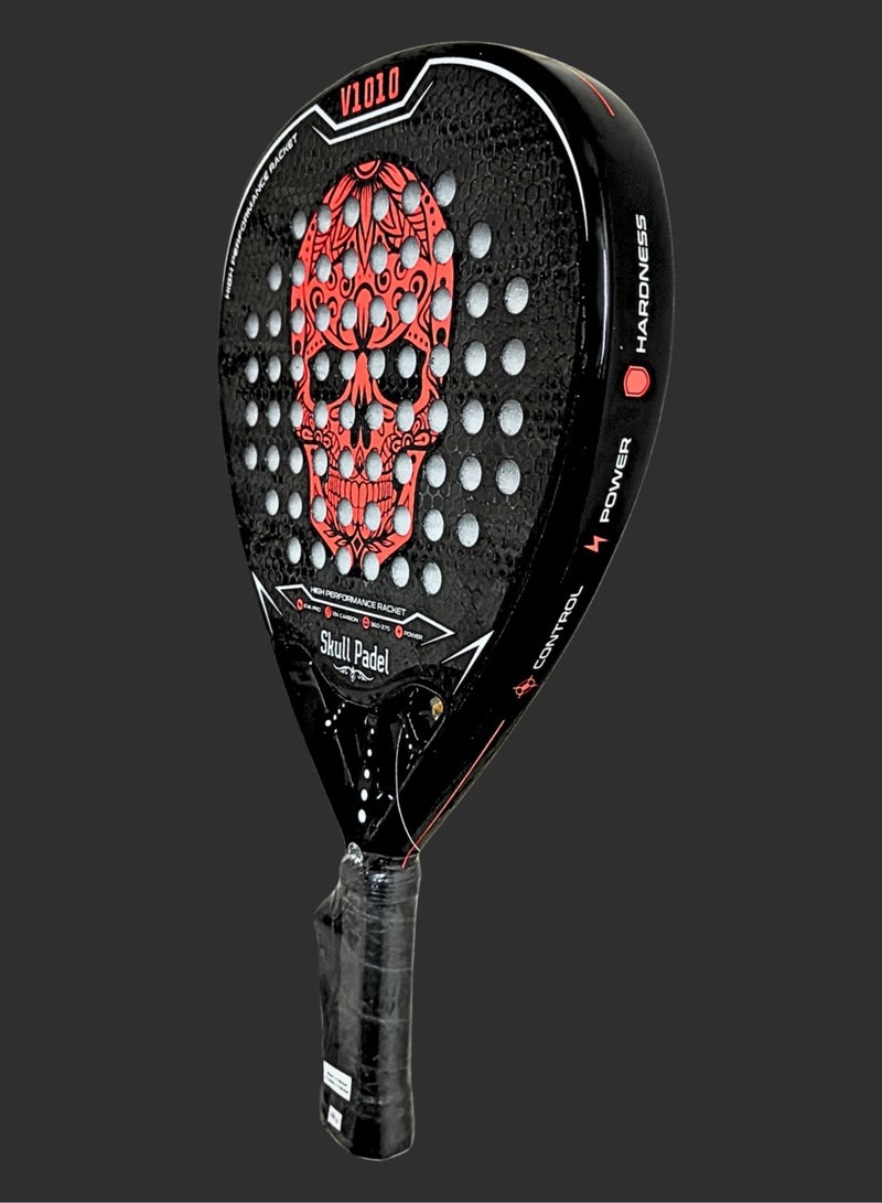Skull Padel Padel Racket | V1010 RED BLACK 12K CARBON | For Advanced Players - Image 3