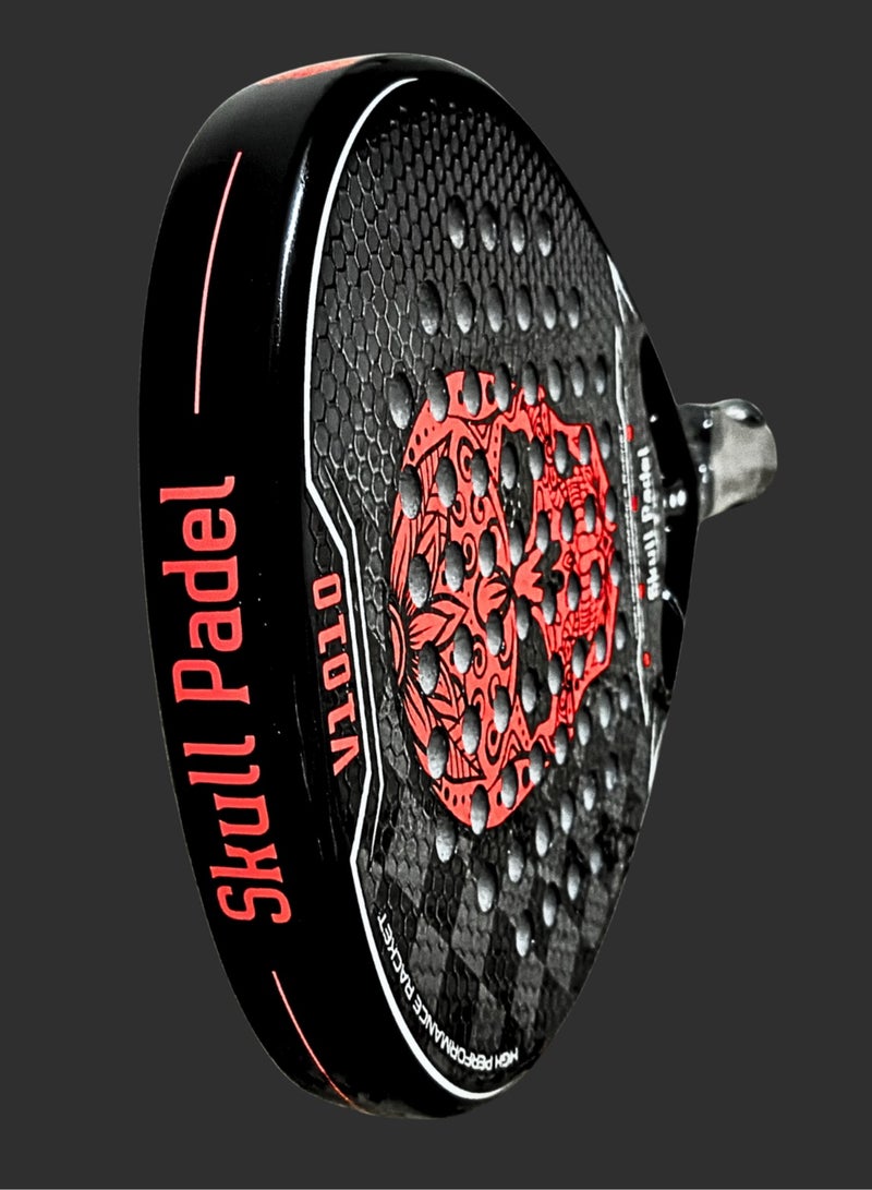 Skull Padel Padel Racket | V1010 RED BLACK 12K CARBON | For Advanced Players - Image 4