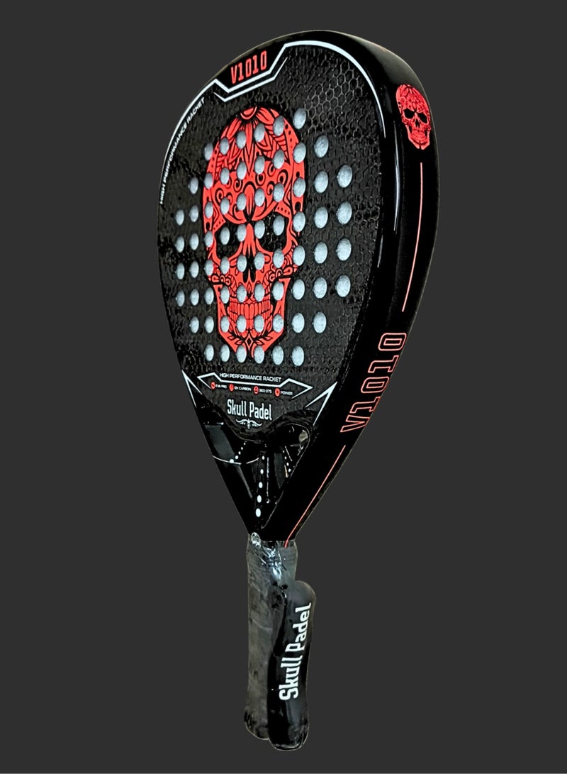 Skull Padel Padel Racket | V1010 RED BLACK 12K CARBON | For Advanced Players - Image 2