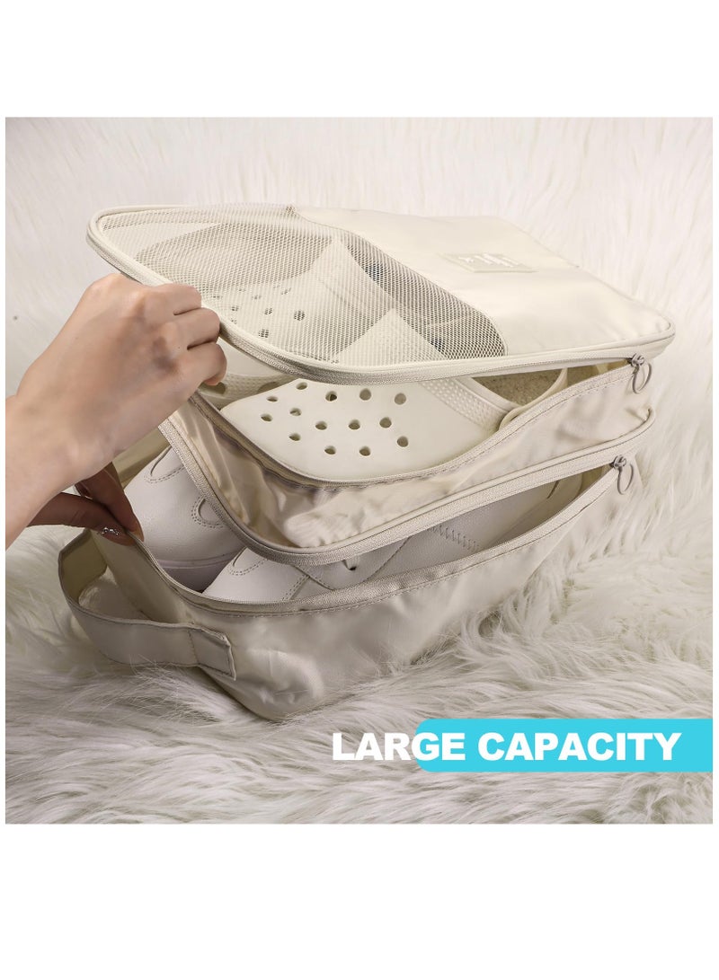 Excefore 4 Pcs Shoe Bags for Travel Holds 3 Pair of Shoes Portable Shoe Storage Pouch Waterproof Shoe Packing Cubes with Handle Shoe Organizer Travel for Suitcase Daily Use, Classic Colors - Image 3