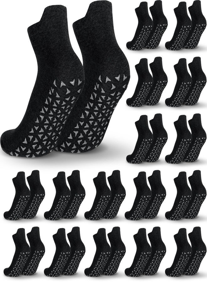 Sureio 30 Pairs Non Slip Socks Unisex Non Skid Pilates Yoga Hospital Socks for Men Women Elderly (Black,XXL) - Image 1