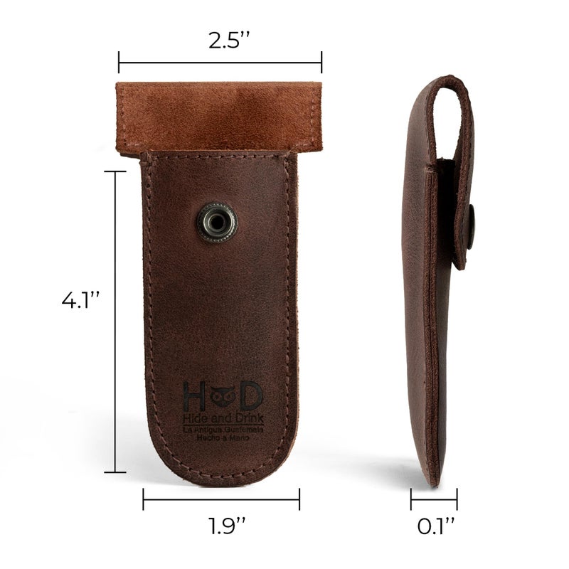 Hide & Drink, Double Edge Protector Case, Barber Razor Sheath, Safety Cover, Travel and Commuter Essentials, Portable Carry Bag, Vintage, Full Grain Leather, Handmade, Bourbon Brown - Image 4