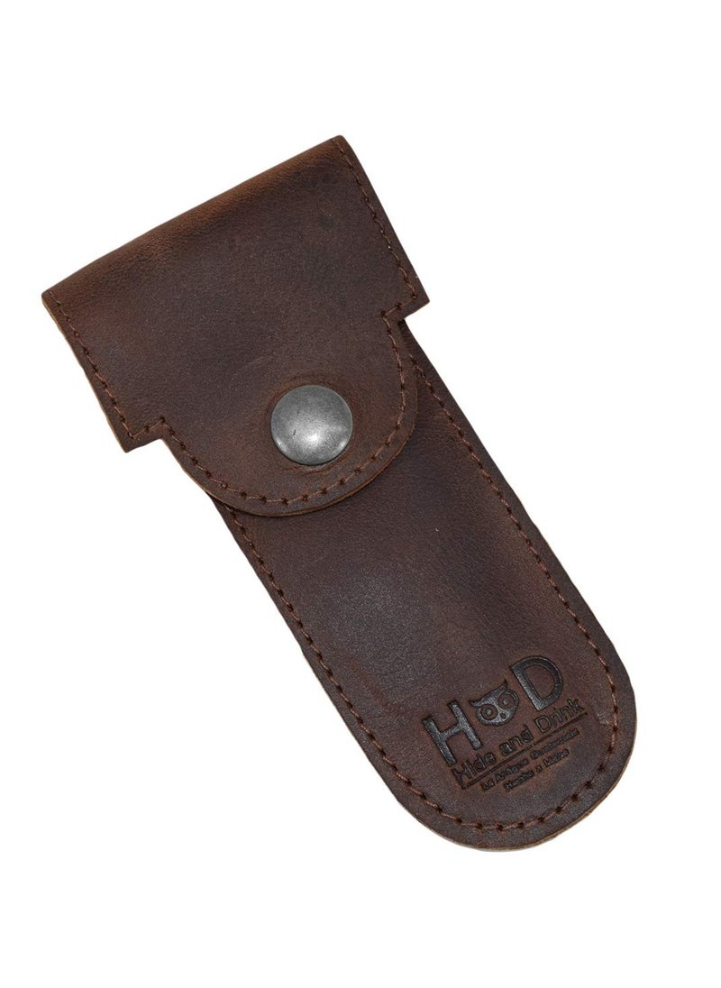 Hide & Drink Hide & Drink, Double Edge Protector Case, Barber Razor Sheath, Safety Cover, Travel and Commuter Essentials, Portable Carry Bag, Vintage, Full Grain Leather, Handmade, Bourbon Brown  - Image 4