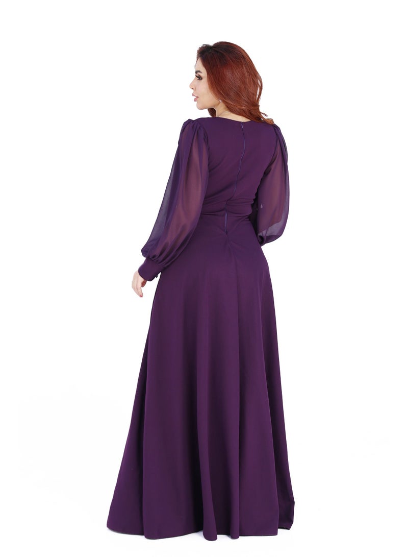 Modern Design An elegant evening dress with long sleeves, beautiful embroidery on the side, for your elegant look, to get this dress from the modern designer, where you will be the queen of occasions in all parties  - Image 3