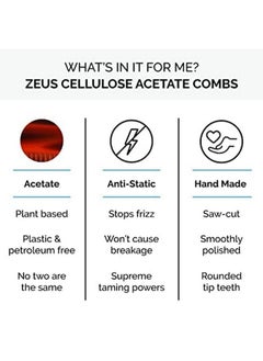 Zeus Handmade Sawcut Mustache Comb Fined Toothed Durable Cellulose Hand Polished Pocket Comb & Beard Comb For Mustache And Beard (Single Traditional)  - Image 3