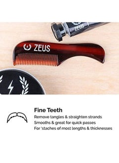 Zeus Handmade Sawcut Mustache Comb Fined Toothed Durable Cellulose Hand Polished Pocket Comb & Beard Comb For Mustache And Beard (Single Traditional)  - Image 5