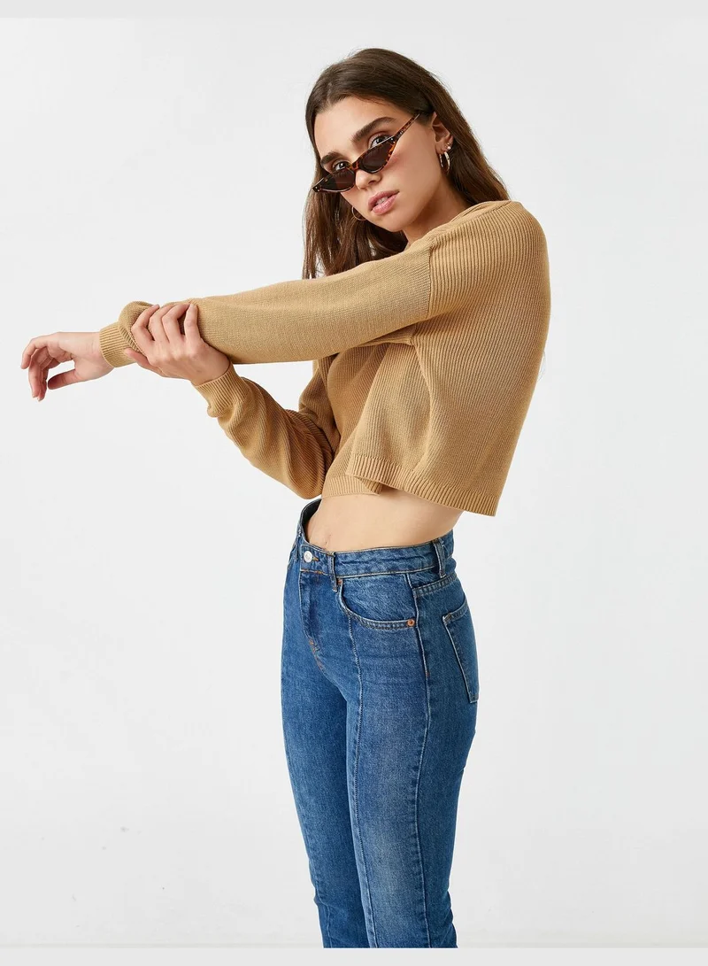 KOTON Crop Sweater Crew Neck