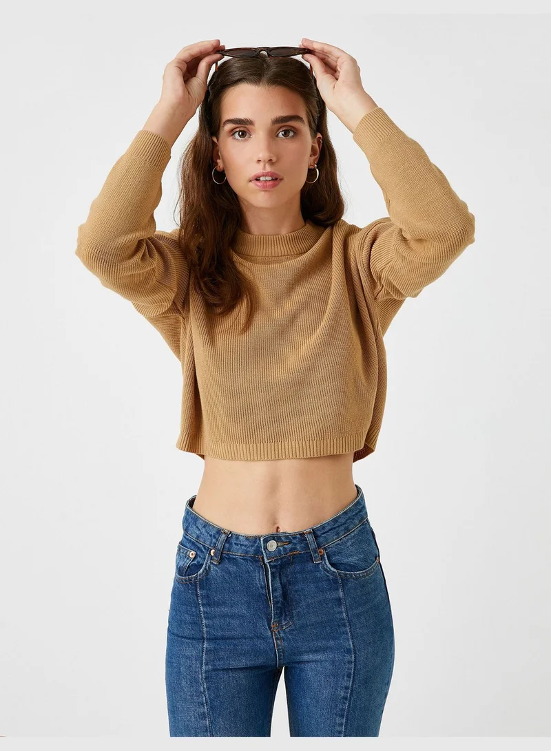 KOTON Crop Sweater Crew Neck