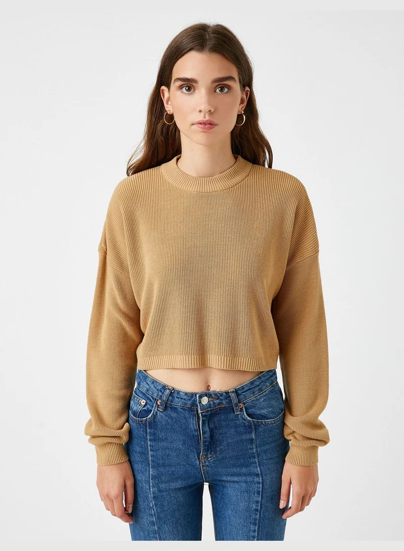 KOTON Crop Sweater Crew Neck