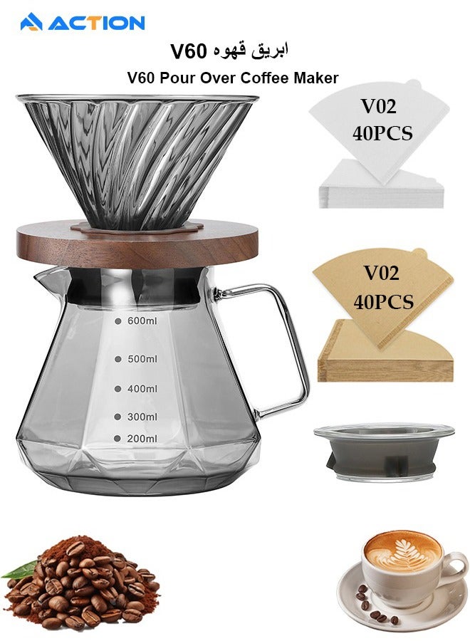 ACTION V60 Coffee Machine Drip Brew Set 3 Piece Coffee Brewing Kit for Home Kitchen Daily Use Gift - Image 1