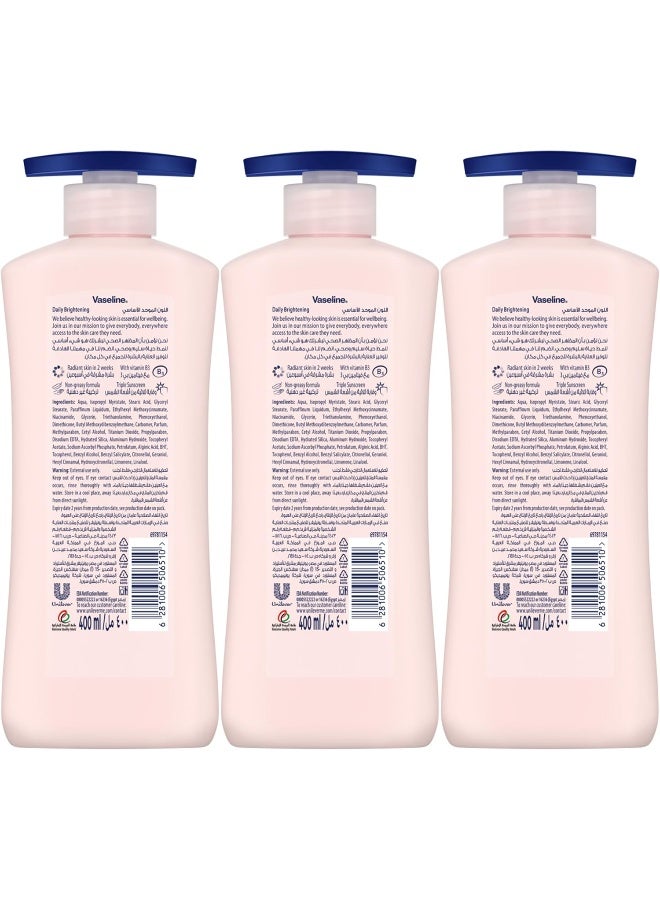 Vaseline Essential Body Lotion, Even Tone Daily Brightening, 2 weeks to radiant, glowing skin, 3 x 400ml - Image 2