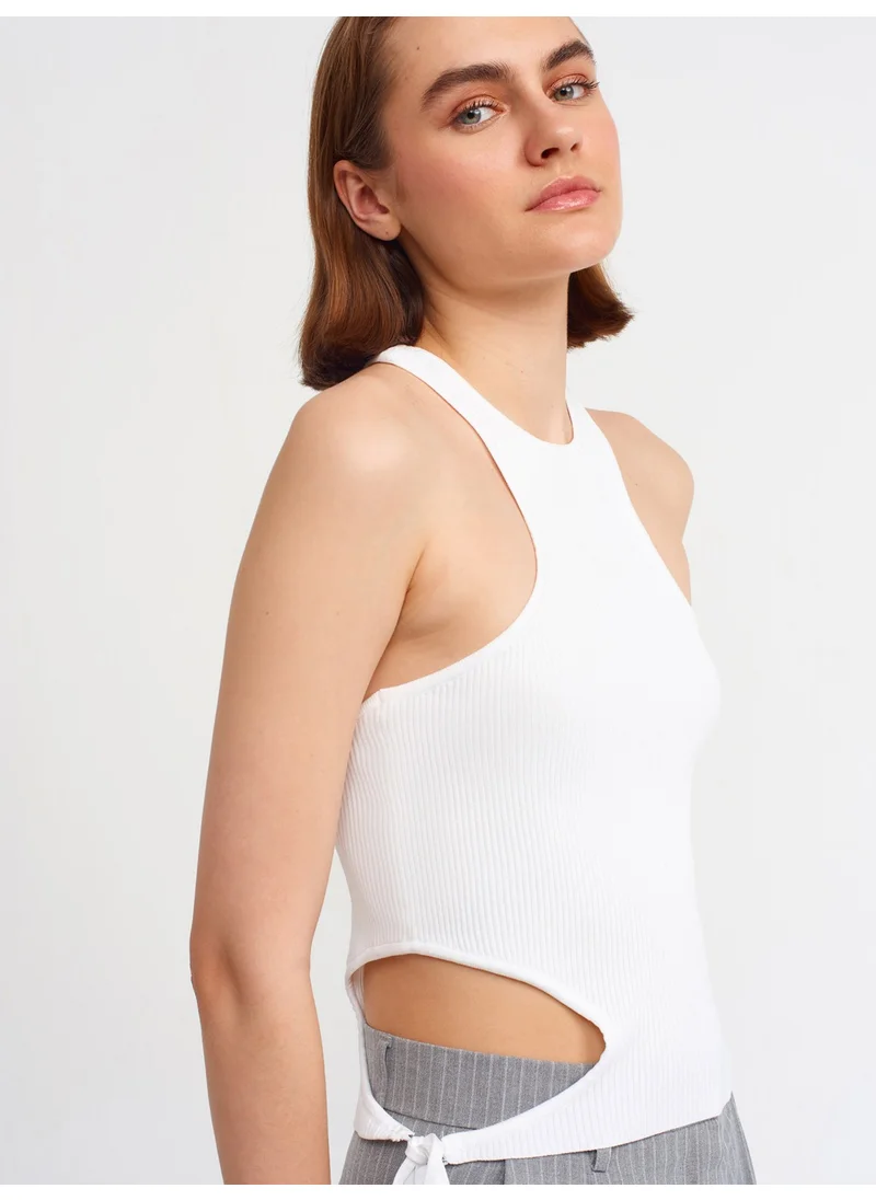 Dilvin 10347 Right Side Laced Knitwear Undershirt-Ecru