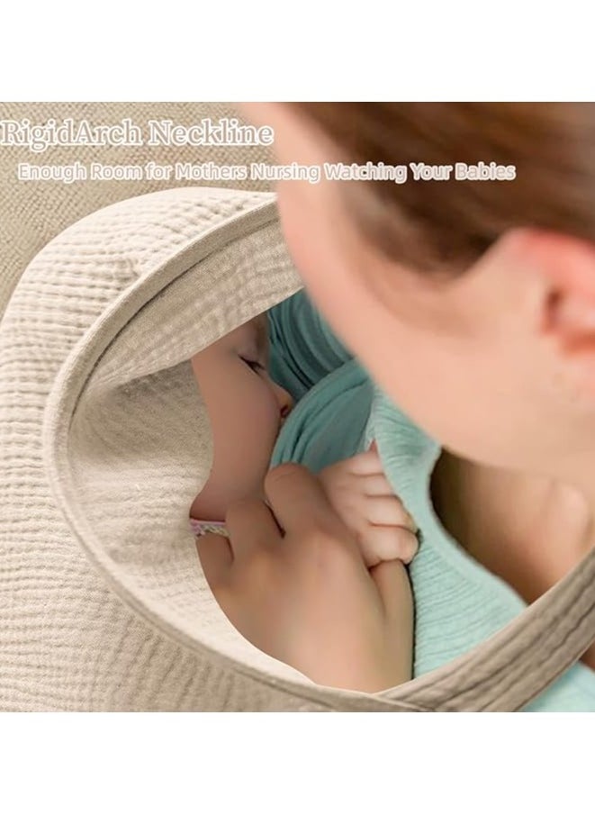 Halamine Muslin Nursing Cover for Baby Breastfeeding Breathable 100% Cotton Breastfeeding Cover with Rigid Hoop for Mother Nursing Apron Multi-use Carseat Canopy Nursing Cover for Breastfeeding, lactation apron，Breathable Infant Feeding Apron for Privacy, With Adjustable Neck Strap( Khaki)  - Image 3