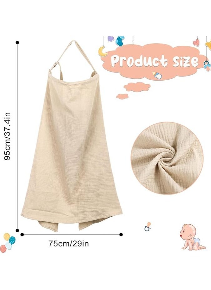 Halamine Muslin Nursing Cover for Baby Breastfeeding Breathable 100% Cotton Breastfeeding Cover with Rigid Hoop for Mother Nursing Apron Multi-use Carseat Canopy Nursing Cover for Breastfeeding, lactation apron，Breathable Infant Feeding Apron for Privacy, With Adjustable Neck Strap( Khaki)  - Image 4