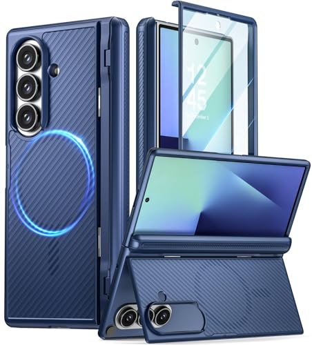 Poetic Revolution Flex Case for Galaxy Z Fold 7 Hidden Foldable KickstandHinge ProtectionMagSafe Compatible Full Body Shockproof Galaxy Z Fold 7 Cover with BuiltinScreen Protector Navy Blue - Image 1