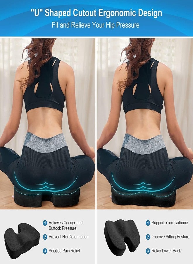 EASEFIT وسادة عظم العصعص الطبية - لتخفيف آلام العصعص وعرق النسا وأسفل الظهر | دعم مريح للعمل من المنزل، كرسي المكتب، السيارة، والكرسي المتحرك | غطاء قابل للإزالة والغسل (صنع في الهند) - أسود - Image 5
