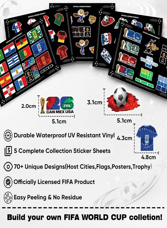 ميسوكا ملصقات كأس العالم FIFA 2026 - ملصق كرة قدم رسمي بتصميم الكأس والمدينة المضيفة والأعلام والتميمة، ملصقات مقاومة للماء لزجاجات المياه وأجهزة الكمبيوتر المحمولة والهواتف، هدايا حفلات كرة القدم (مجموعة FIFA الوطنية A) - Image 2