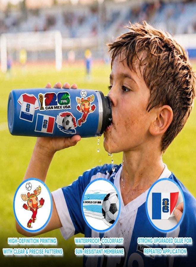 ميسوكا ملصقات كأس العالم FIFA 2026 - ملصق كرة قدم رسمي بتصميم الكأس والمدينة المضيفة والأعلام والتميمة، ملصقات مقاومة للماء لزجاجات المياه وأجهزة الكمبيوتر المحمولة والهواتف، هدايا حفلات كرة القدم (مجموعة FIFA الوطنية A) - Image 3