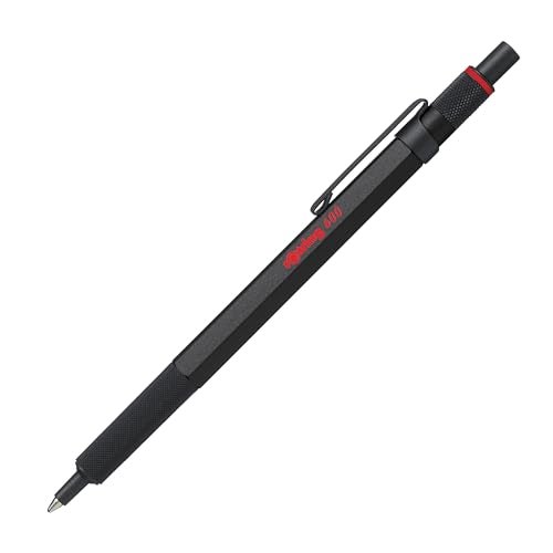 rOtring 600 Ballpoint Pen Medium Point Black Ink Black Barrel Refillable Smooth Writing NonSlip Grip - Image 1