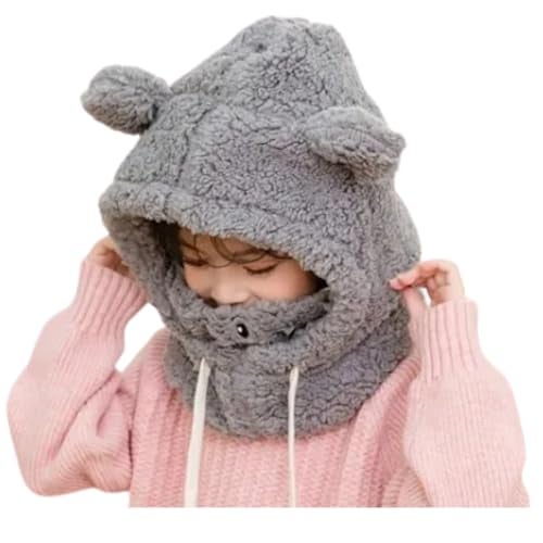 Zacharias Boy's Kids Winter Woolen Fur Balaclava Cap with Mask b.02 (Grey_2-6 Years) (Pack of 1) - Image 2