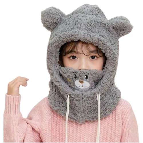 Zacharias Boy's Kids Winter Woolen Fur Balaclava Cap with Mask b.02 (Grey_2-6 Years) (Pack of 1) - Image 1