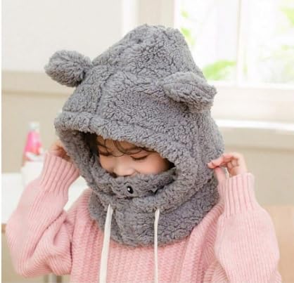 Zacharias Boy's Kids Winter Woolen Fur Balaclava Cap with Mask b.02 (Grey_2-6 Years) (Pack of 1) - Image 5