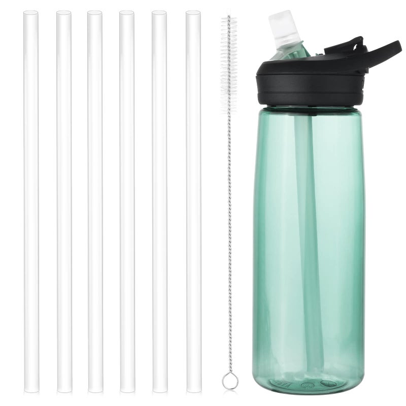 SAVITA 6pcs Replacement Straws for Camelbak Eddy + Water Bottle, with a Cleaning Brush Reusable Straws Straight Only Compatible with Camelbak Eddy Accessories (20/25/32oz) - Image 1
