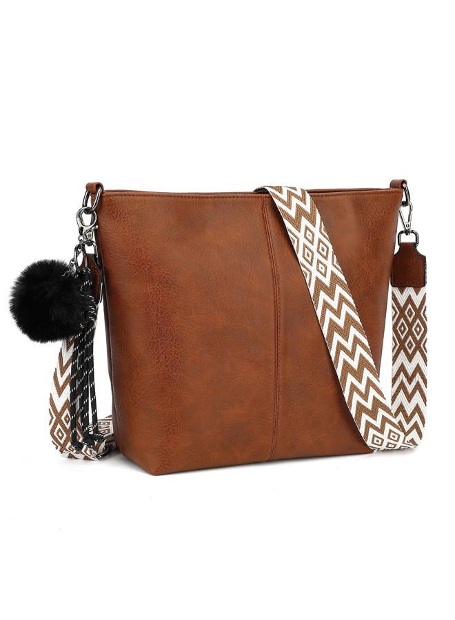 TANTOMI Hobo Bag Crossbody Bags for Women Leather Women's Handbag PU Leather Tote Bags for Everyday and Travel Durable, Brown - Image 1