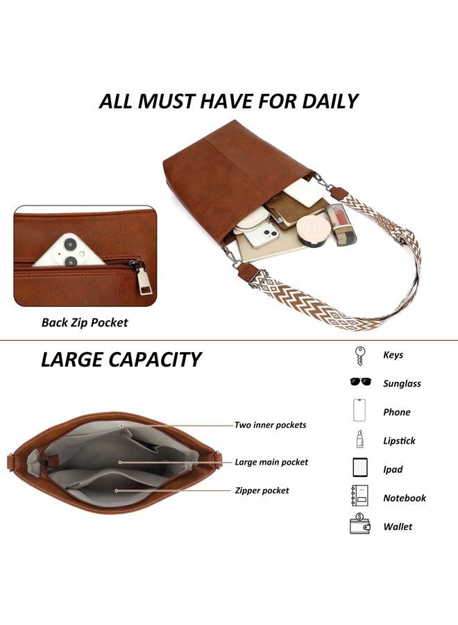 TANTOMI Hobo Bag Crossbody Bags for Women Leather Women's Handbag PU Leather Tote Bags for Everyday and Travel Durable, Brown - Image 4