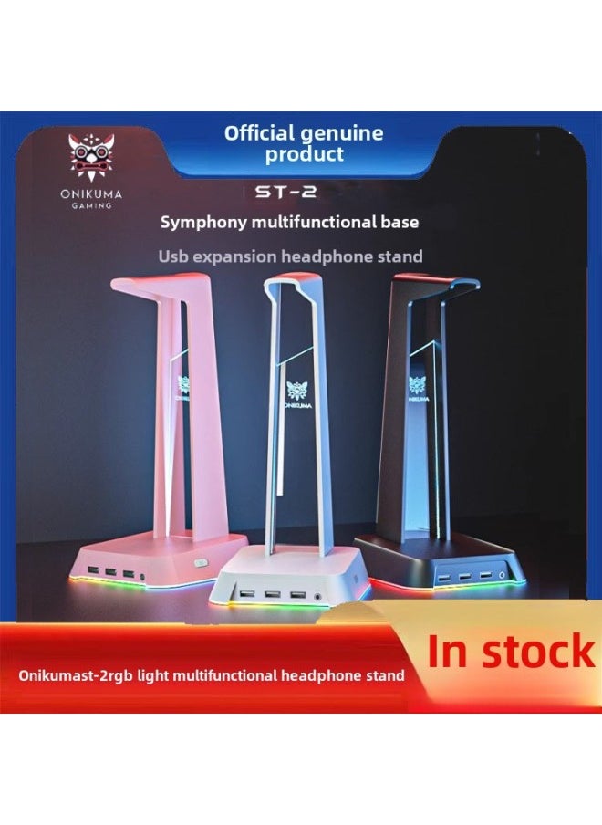 ONIKUMA ST-2 Headset Bracket USB Interface Desktop Luminous Multi-function Headset Hanging Bracket-Color:Pink  - Image 1