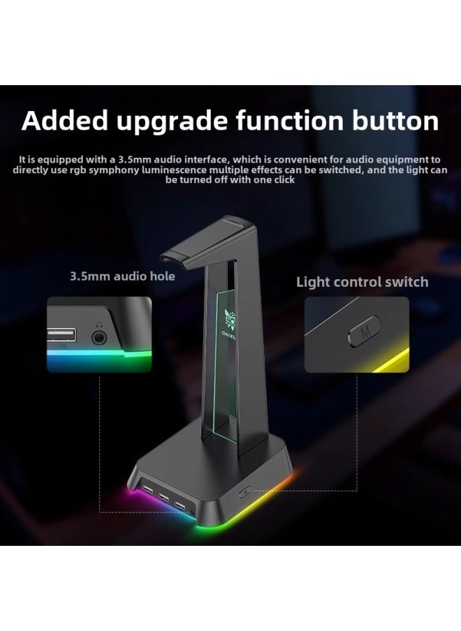 ONIKUMA ST-2 Headset Bracket USB Interface Desktop Luminous Multi-function Headset Hanging Bracket-Color:Pink  - Image 5