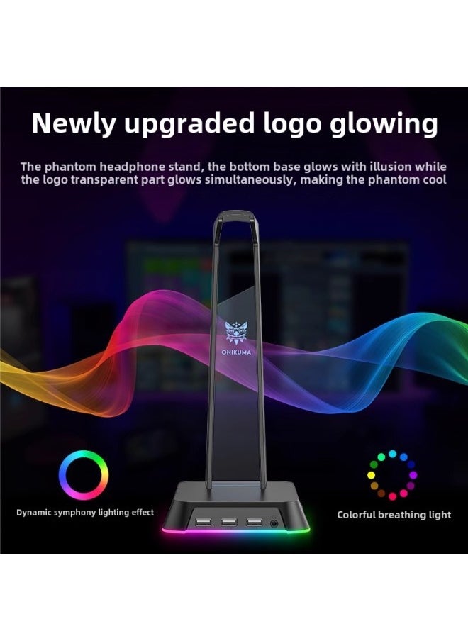 ONIKUMA ST-2 Headset Bracket USB Interface Desktop Luminous Multi-function Headset Hanging Bracket-Color:Pink  - Image 2