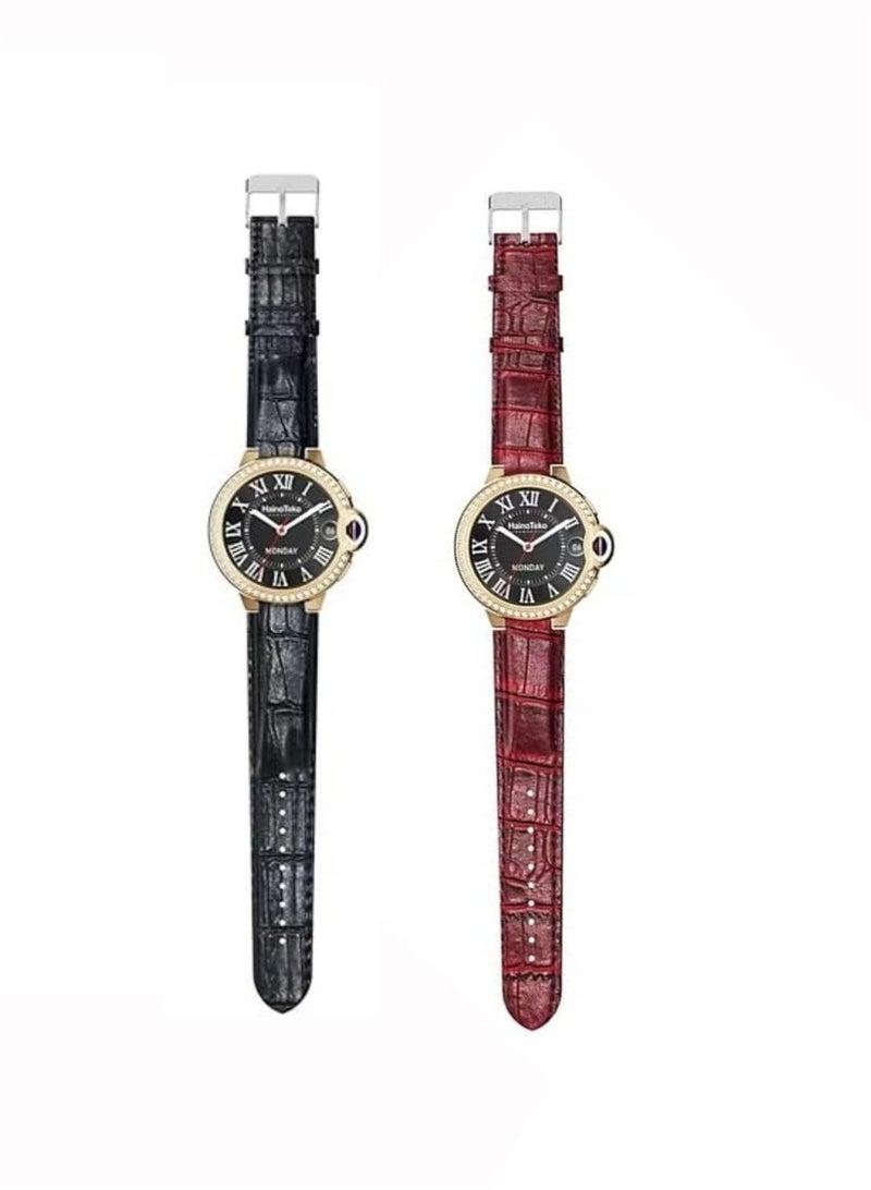 Haino Teko Women’s Red Smartwatch with 2 Stylish Interchangeable Straps, HD Full Touch Display, Bluetooth Calling, Heart Rate & Sleep Tracking, Step Counter, Smart Notifications, Long Battery Life – Perfect for Girls & Women, Elegant Gift Set - Image 2