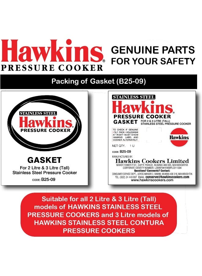 Hawkins Pressure Cooker Gasket Rubber Seal suitable for 2 L & 3L (Tall) Stainless Steel Hawkins Pressure Cookers and 3L Stainless Steel Contura Pressure Cookers(B25-09), Black - Image 3