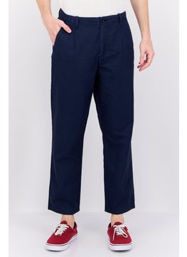 Men Regular Fit Plain Chino Pants, Navy