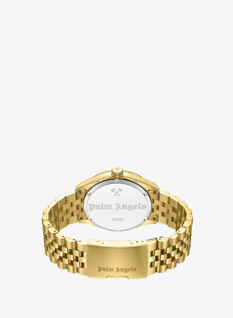 Palm Angels Gold Primo Gold Dial Gold Stainless Steel Bracelet Analog Watch for Men, 42mm for Men | Best Price UAE