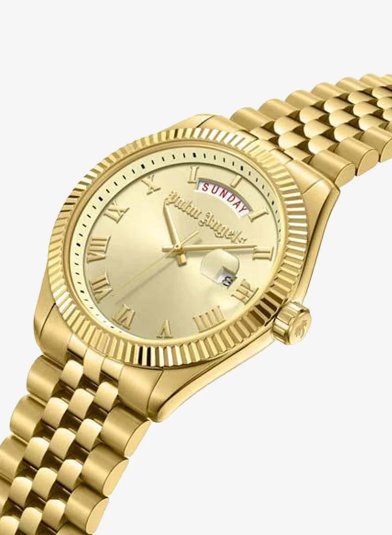 Palm Angels Primo Gold Dial Gold Stainless Steel Bracelet Analog Watch for Men, 42mm