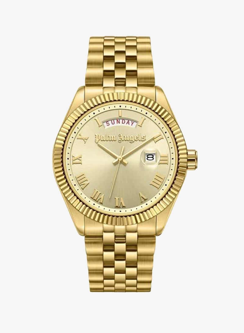 Palm Angels Primo Gold Dial Gold Stainless Steel Bracelet Analog Watch for Men, 42mm - Image 1