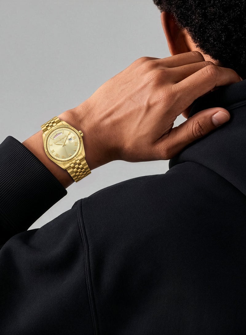 Palm Angels Primo Gold Dial Gold Stainless Steel Bracelet Analog Watch for Men, 42mm - Image 4