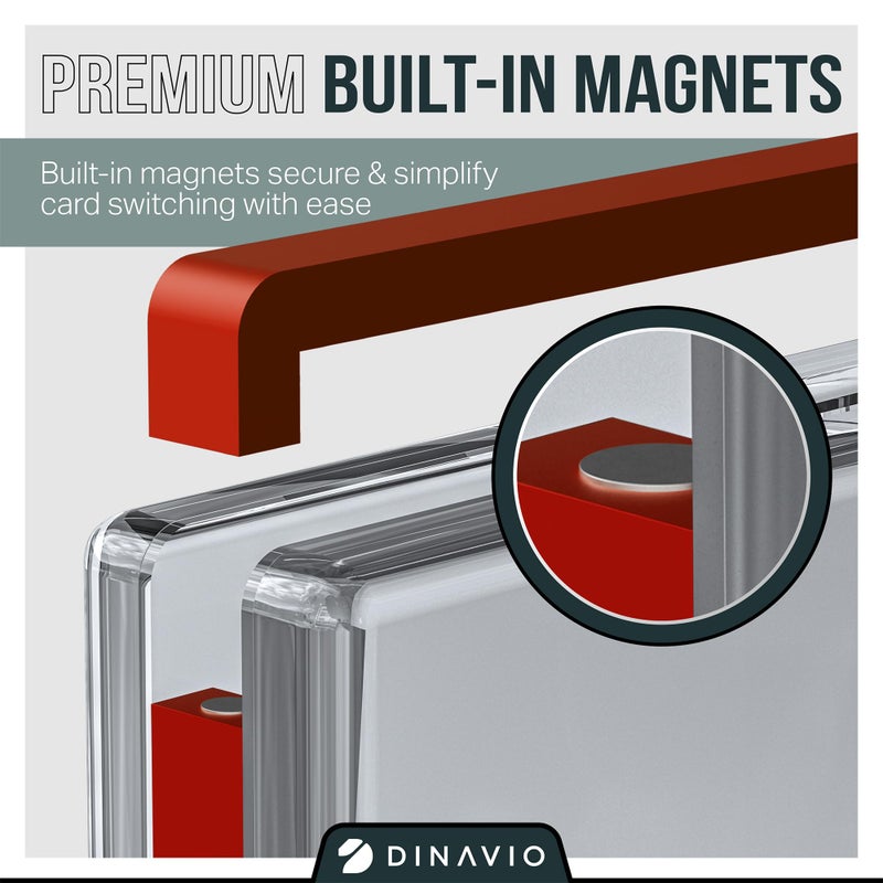 Dinavio Crafthouse PSA Graded Card Display Acrylic Case for Standard PSA and CGC Slabs - Slab Case - PSA Card Case - Graded Card Display Case - Updated Dimensions - Stand Included (Red Border) - Image 5