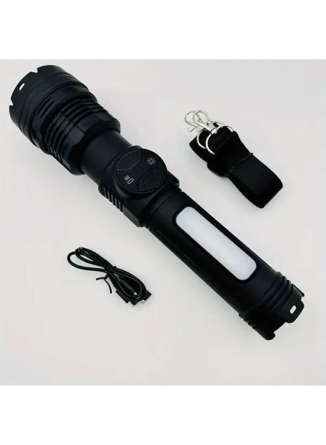 Rechargeable LED Flashlight 3600mAh USB C Large Sidelight 6 Modes Adjustable Strap - Image 1