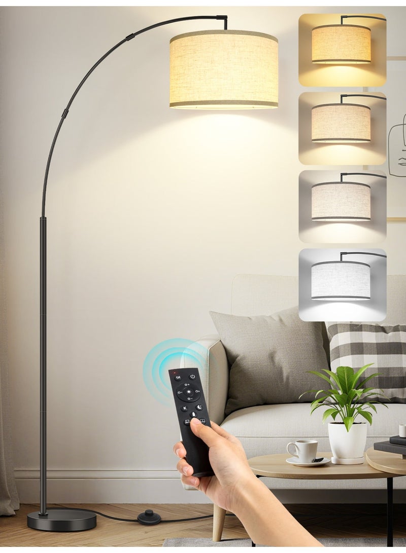OUTON Floor Lamp with Remote Control, Modern Floor Lamp with Bulb,4 Color,Temperatures,Tall Lamp for Living Room with Hanging Drum Shade and Weighted Base 12 Watt 220V~240V 205CM Metal - Image 1